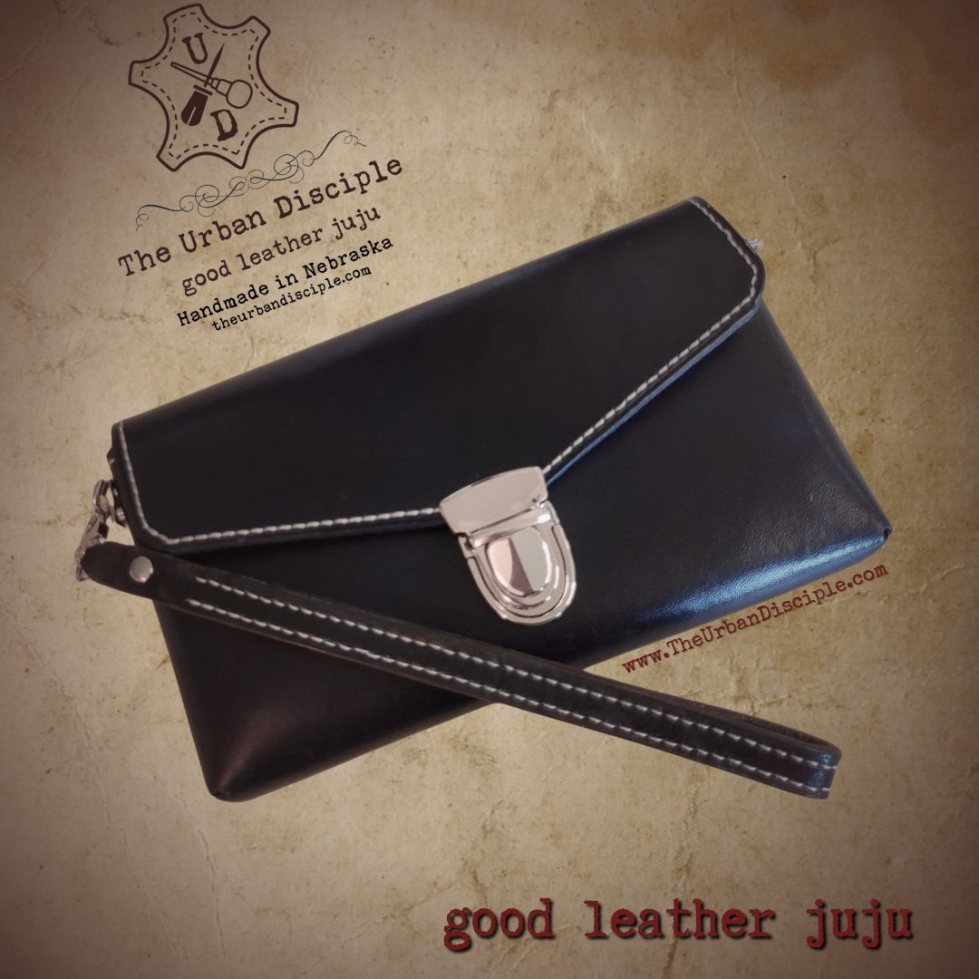 Black Leather Wristlet