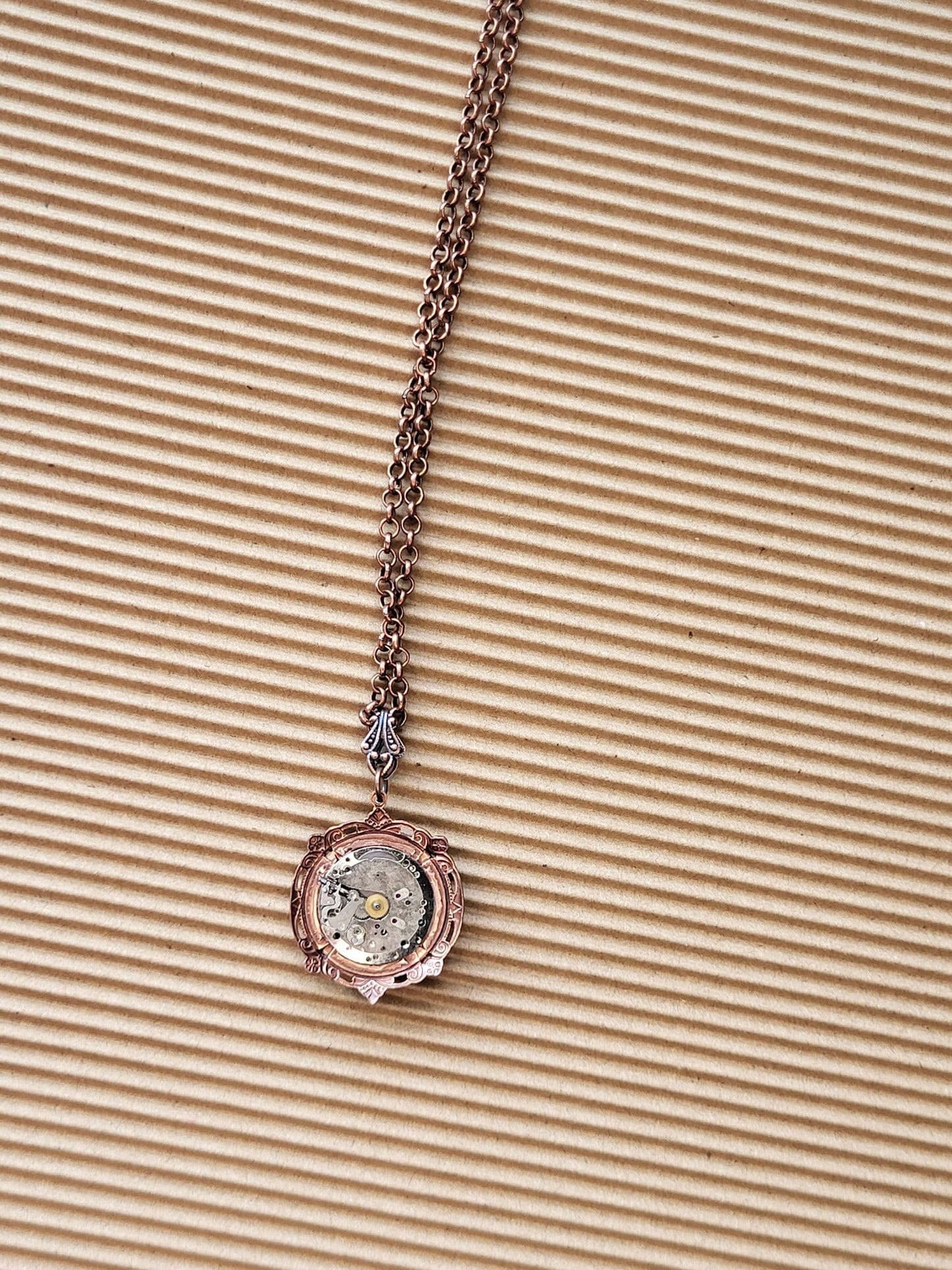 Steampunk necklace premium gearbox pendant rhinestone embellished clock necklace Victorian reproduction jewelry Luxe Hardware altered art