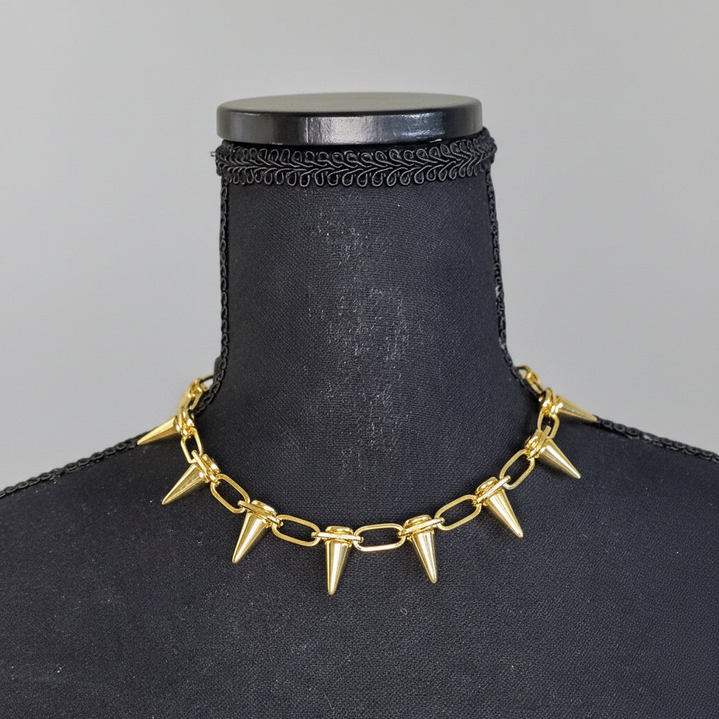 Spike Chain Collar Necklace, Gothic Jewelry, cyberpunk choker, Men's Women's necklace, unisex jewelry, grunge punk choker