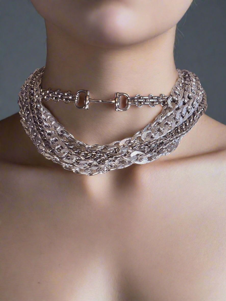 Chunky Unisex Snaffle Bit Necklace - Antique Silver Finish, Equestrian Choker