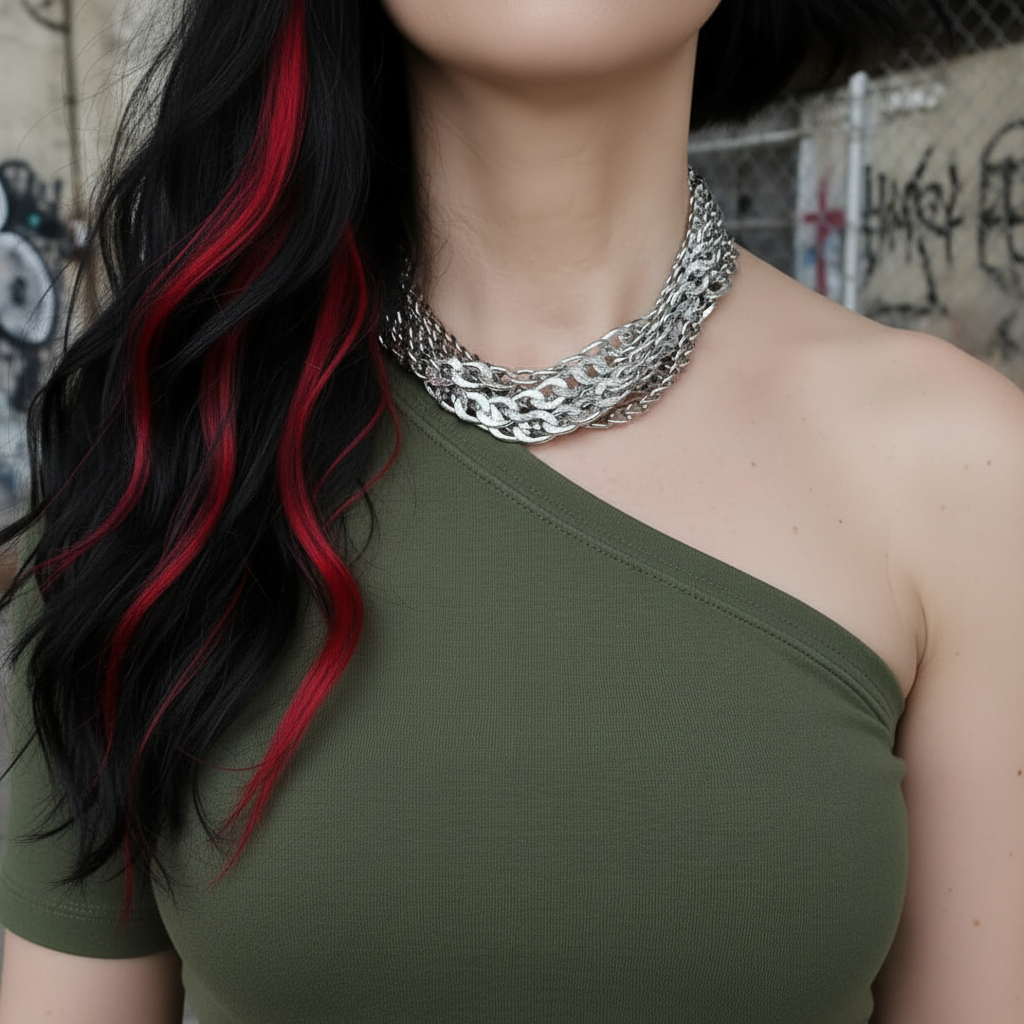 Chunky Silver Cuban Curb Chain Choker: Stainless Steel O-Ring Necklace