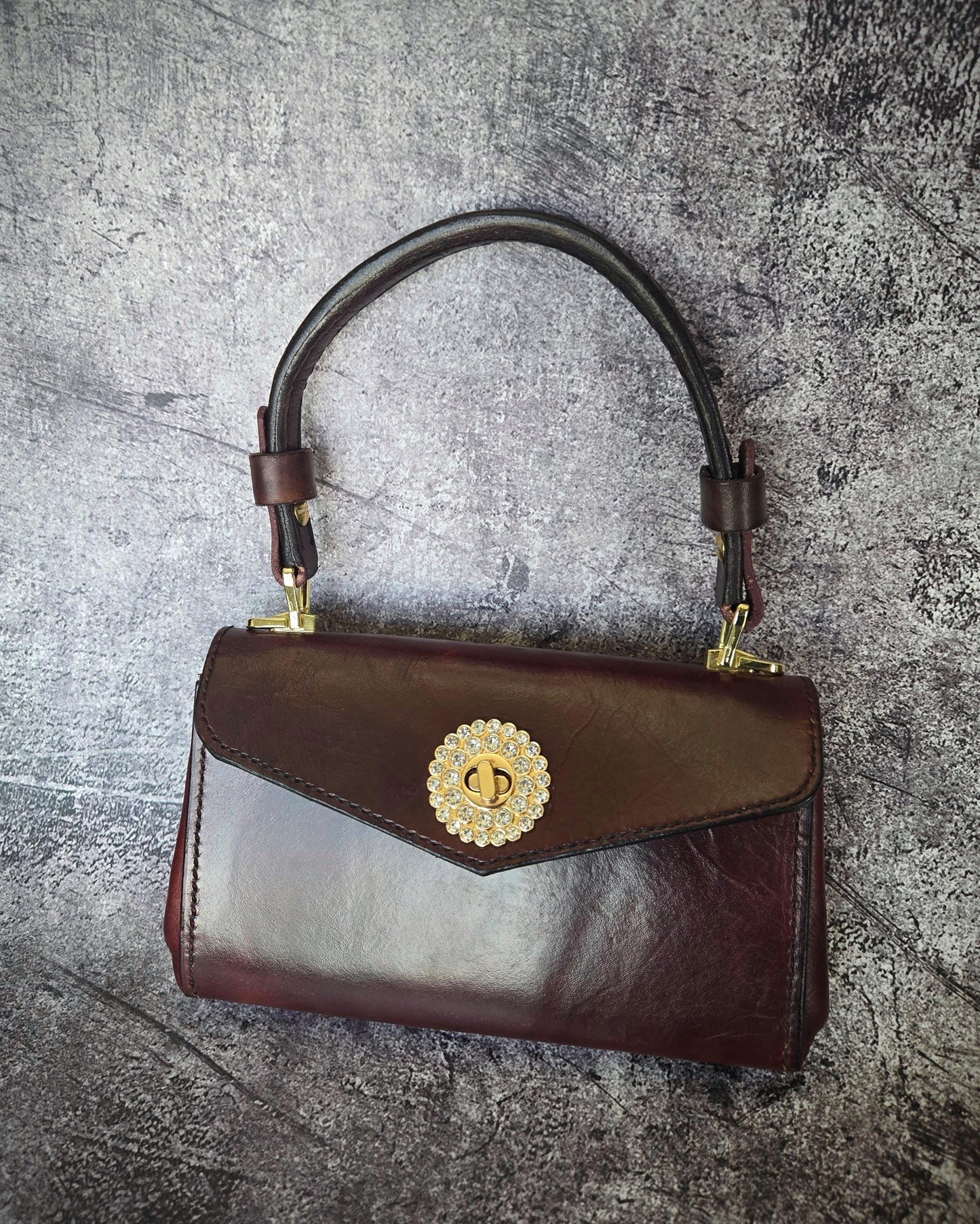 Hand Stitched, Full Grain, Brown Leather Handbag - Handcrafted Purse