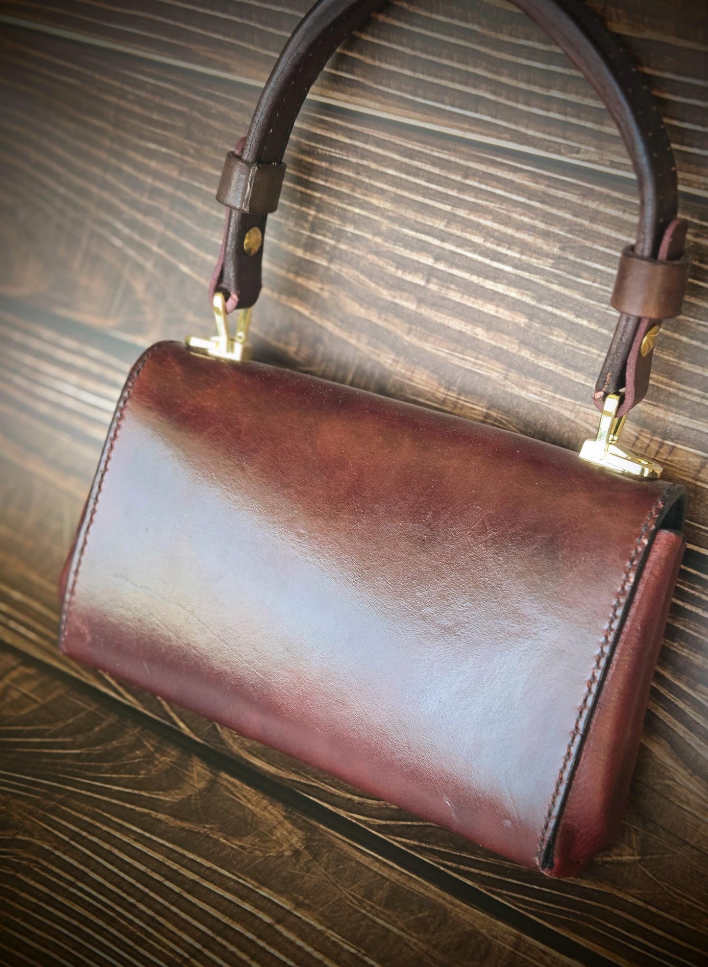 Hand Stitched, Full Grain, Brown Leather Handbag - Handcrafted Purse