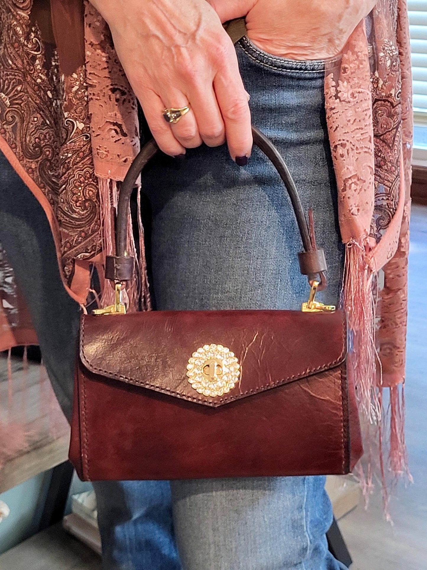 Hand Stitched, Full Grain, Brown Leather Handbag - Handcrafted Purse