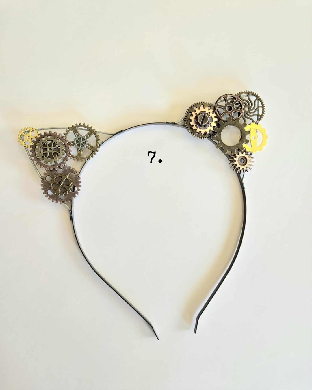 BESTSELLER Steampunk cat ears Headband with gears, cat cosplay metal headband cat costume