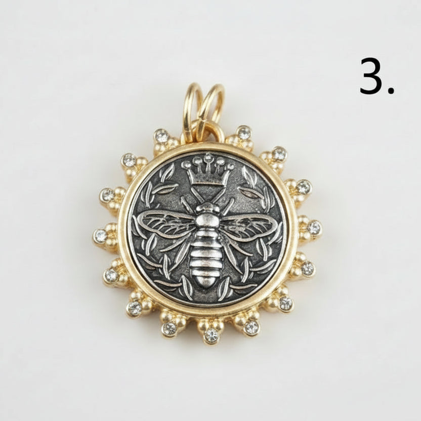 Queen Bee Pendant on Ball Chain Necklace, Handmade Personalized Necklace