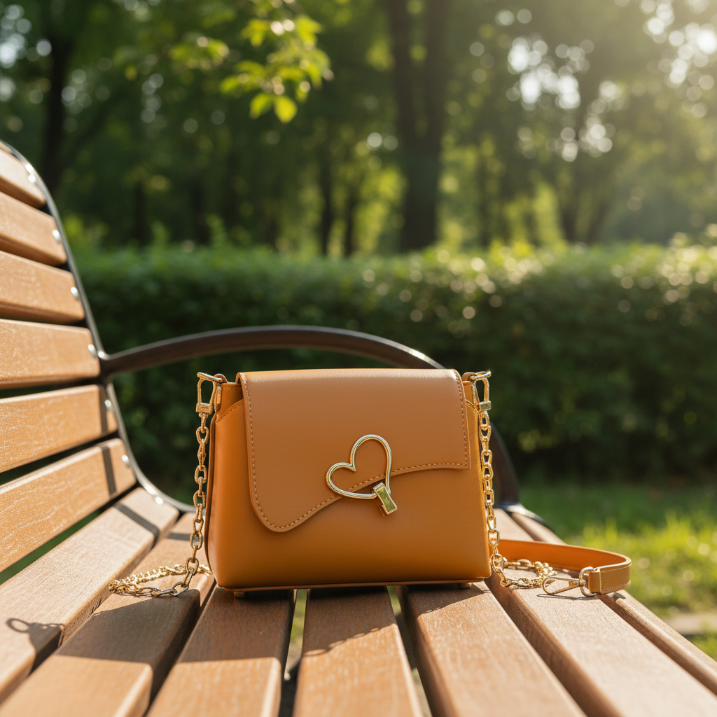 Heart-Lock Leather Shoulder Bag