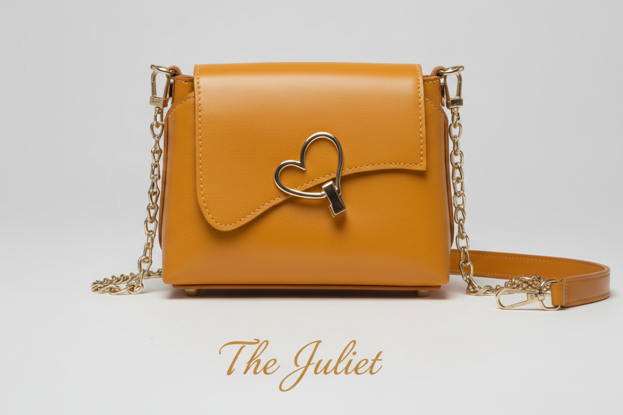 Heart-Lock Leather Shoulder Bag