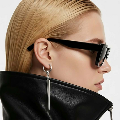 Silver Spike Drop Earrings | Edgy Silver-Tone Statement Earrings