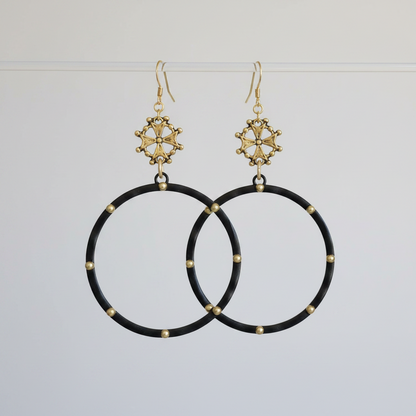 Vintage Glam Mixed-Metal Statement Hoop Earrings