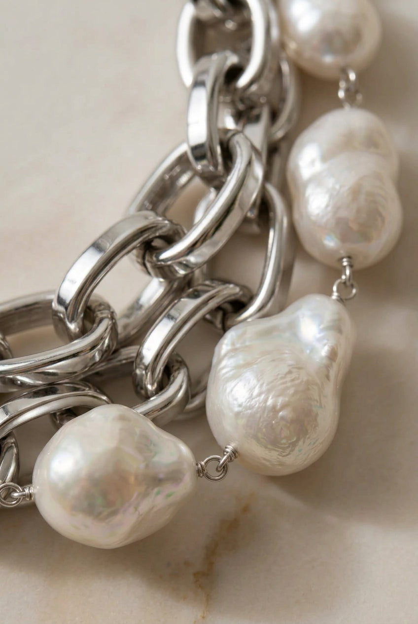 Elegant Baroque Pearl Multi-Strand Choker: Luxurious Gold Statement Necklace for Special Occasions