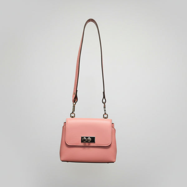 Blush Pink Leather Shoulder Bag – Handmade Vintage Glam Mini Handbag