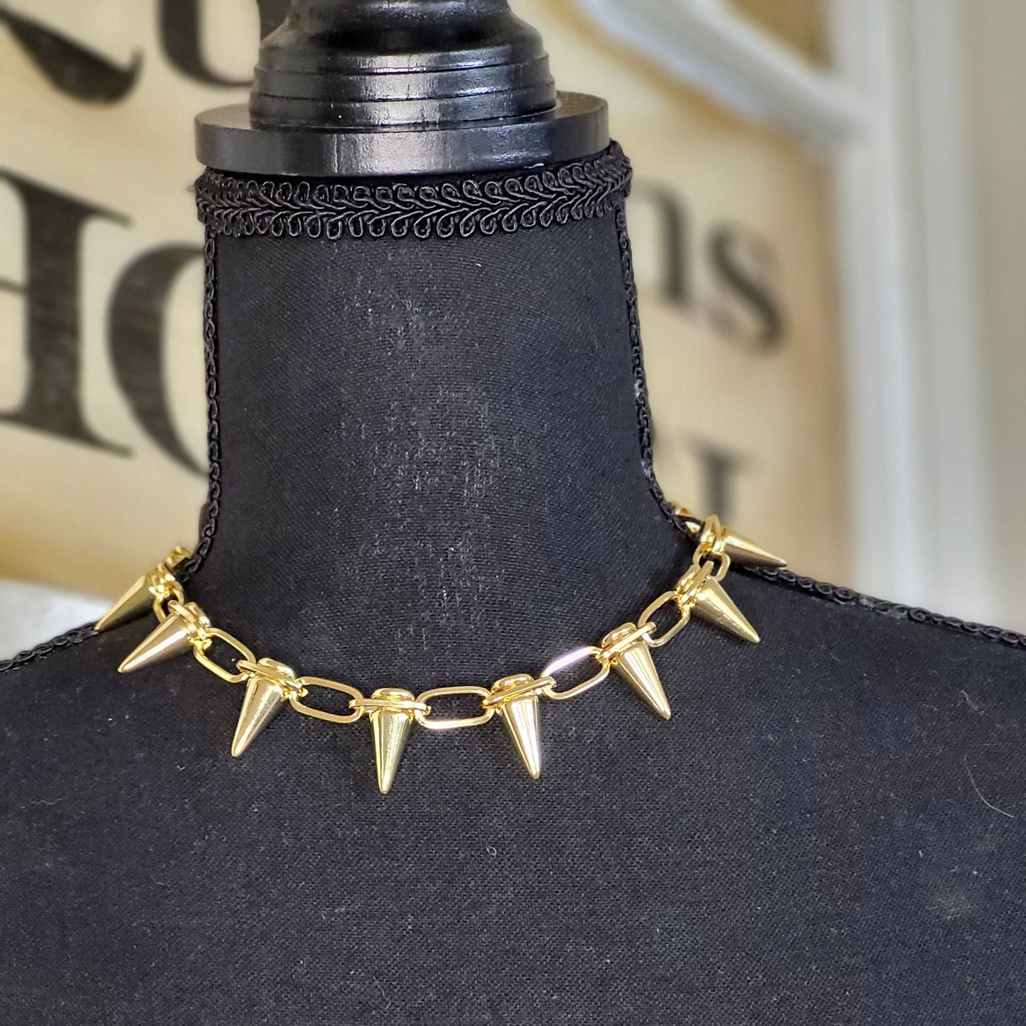 Spike Chain Collar Necklace, Gothic Jewelry, cyberpunk choker, Men's Women's necklace, unisex jewelry, grunge punk choker