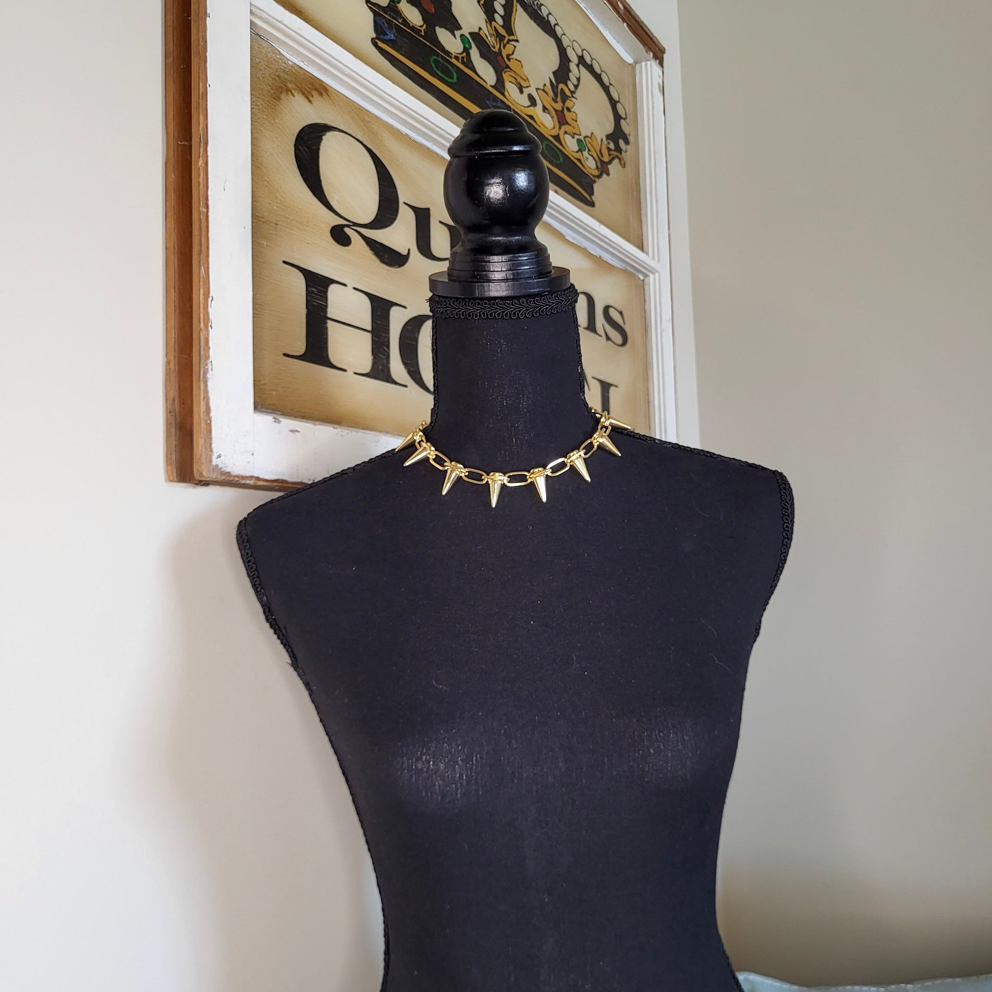 Spike Chain Collar Necklace, Gothic Jewelry, cyberpunk choker, Men's Women's necklace, unisex jewelry, grunge punk choker