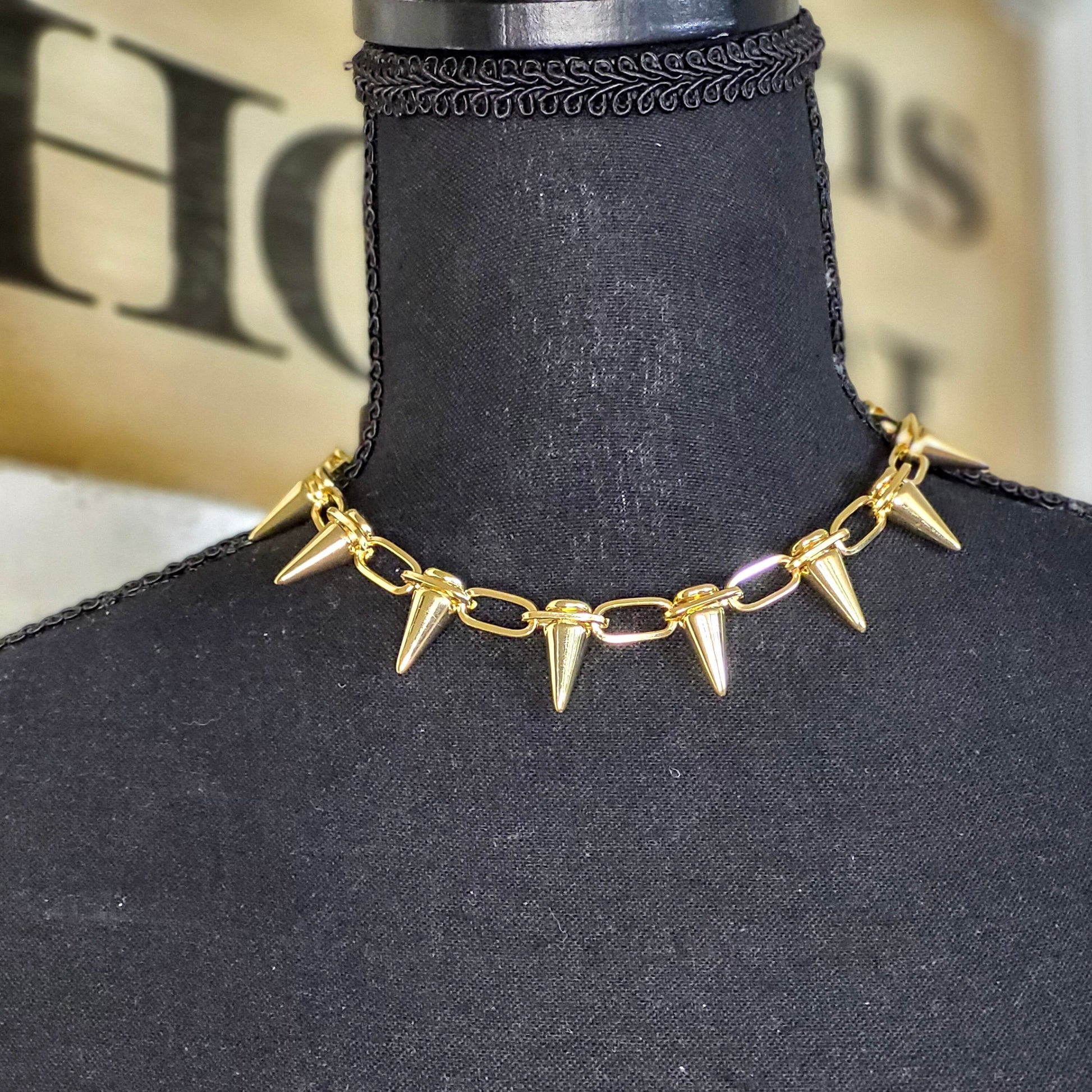 Spike Chain Collar Necklace, Gothic Jewelry, cyberpunk choker, Men's Women's necklace, unisex jewelry, grunge punk choker