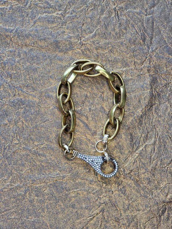 Chunky Link Bracelet with Extra Large Pave Lobster Clasp