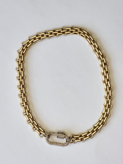 Luxurious Multilink Choker featuring CZ Pave Carabiner Clasp