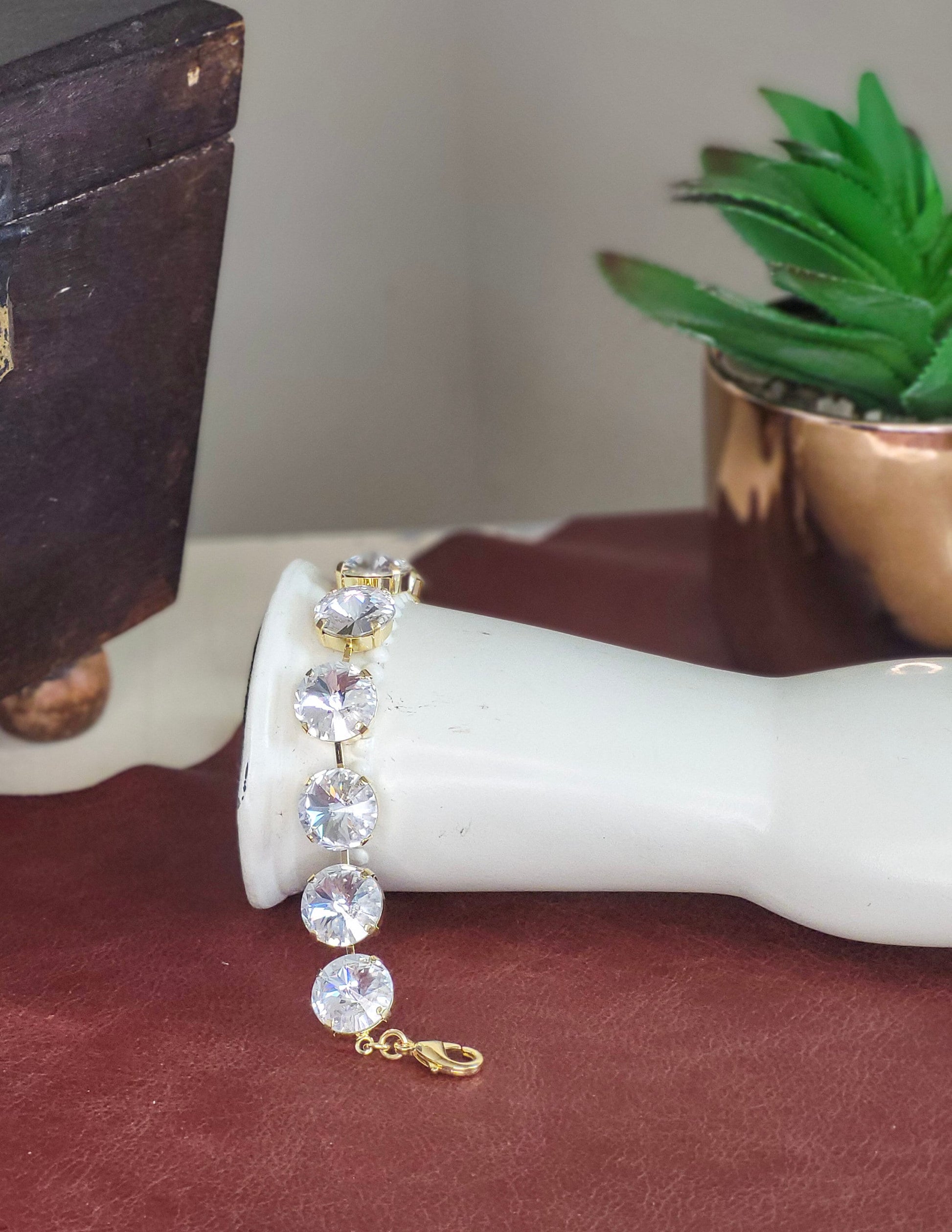 Sparkling Rivoli Crystal Tennis Bracelet - Bridal Jewelry - April Birthstone