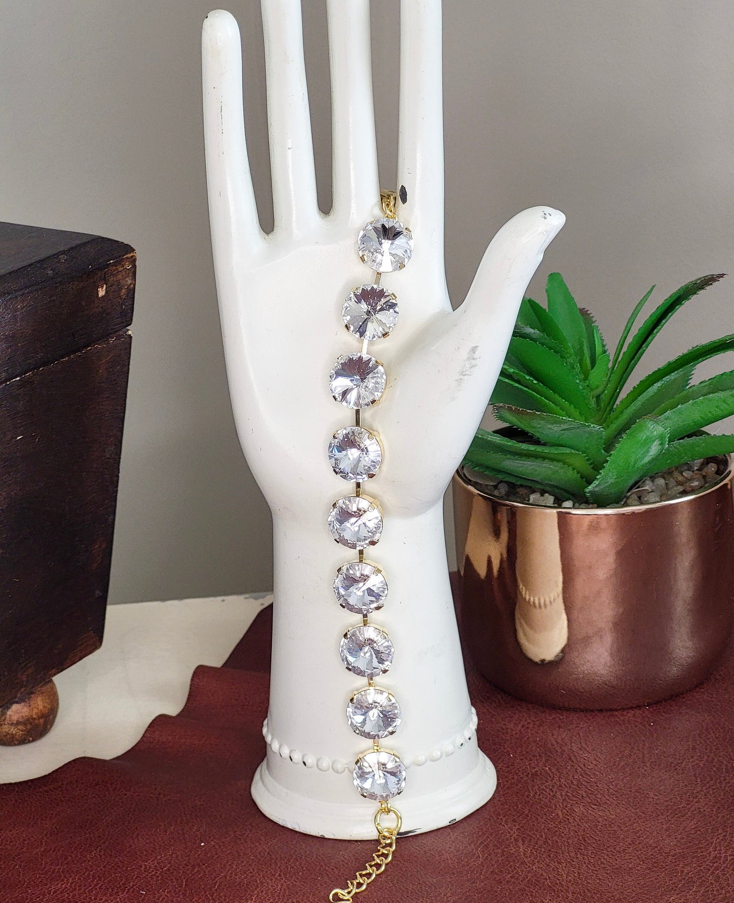 Sparkling Rivoli Crystal Tennis Bracelet - Bridal Jewelry - April Birthstone