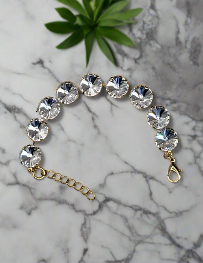Tennis Bracelet - Bridal Jewelry - April Birthstone, large Rivoli crystals