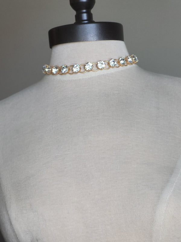 Stunning Large 10mm Swarovski Crystal Choker- Luxe Glam Necklace