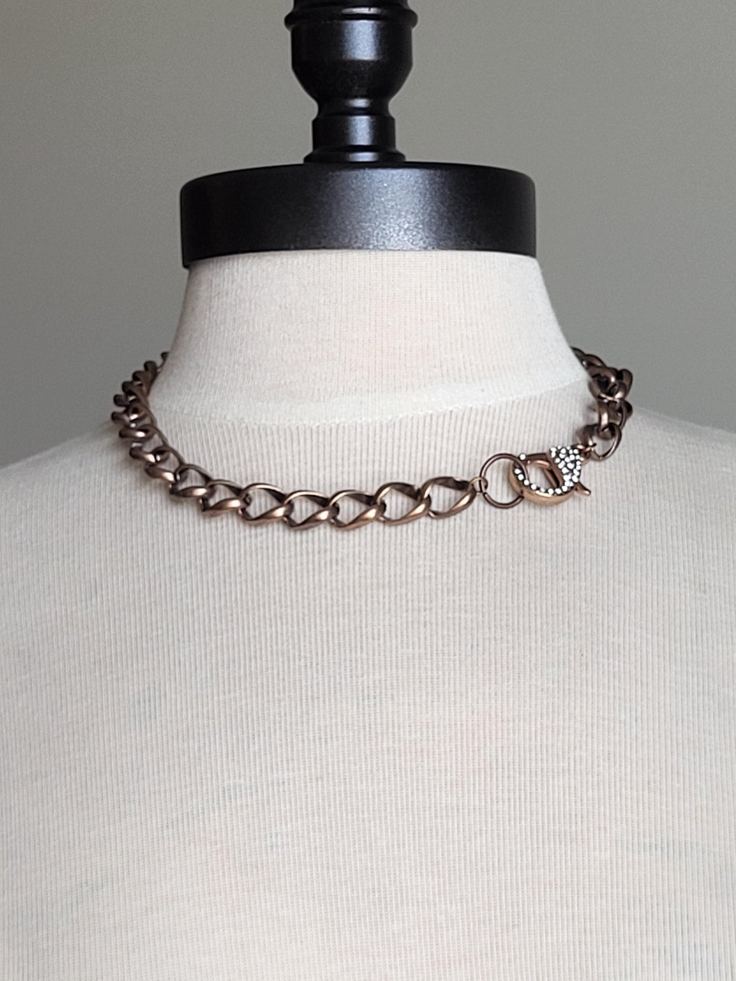 Large Rhinestone Clasp, Chunky Link Choker- Handcrafted Luxe Rococo Jewelry