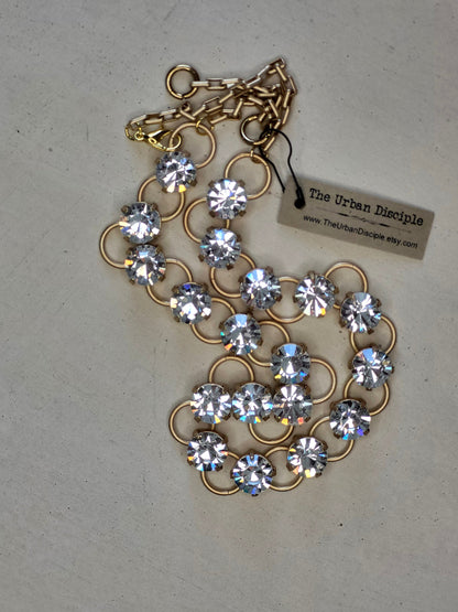 Handmade Glam Necklace featuring Stunning 10mm Swarovski Crystals