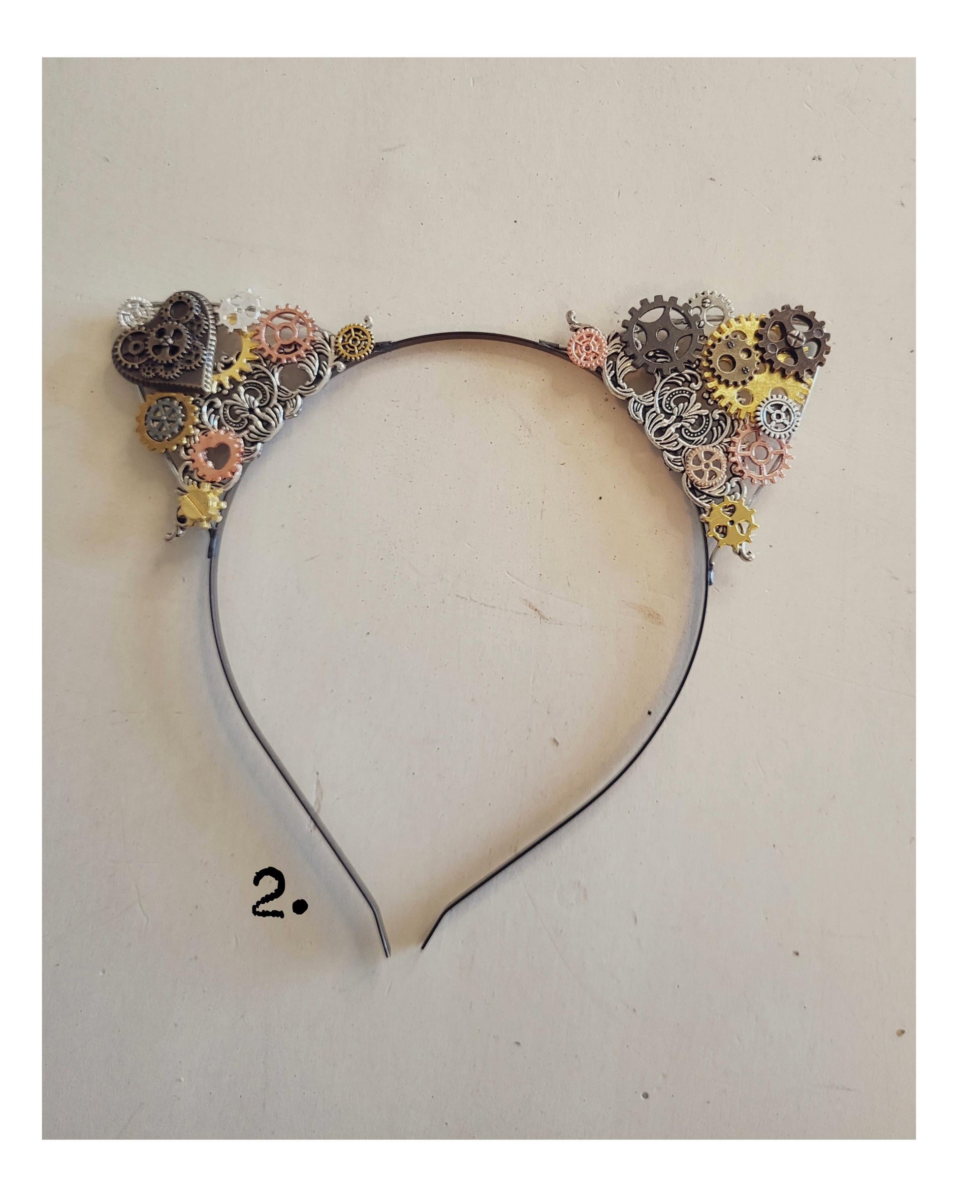 BESTSELLER Halloween Steampunk cat ears Headband with gears, cat cosplay metal headband Halloween cat costume