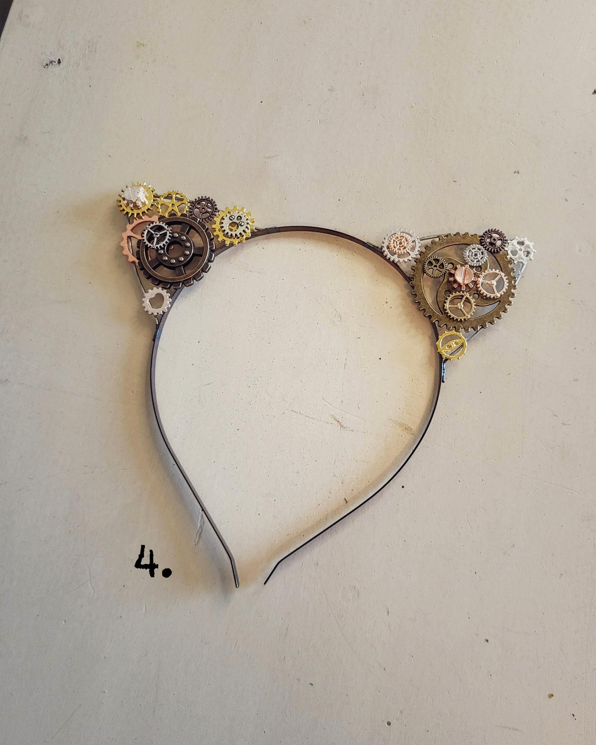 BESTSELLER Halloween Steampunk cat ears Headband with gears, cat cosplay metal headband Halloween cat costume