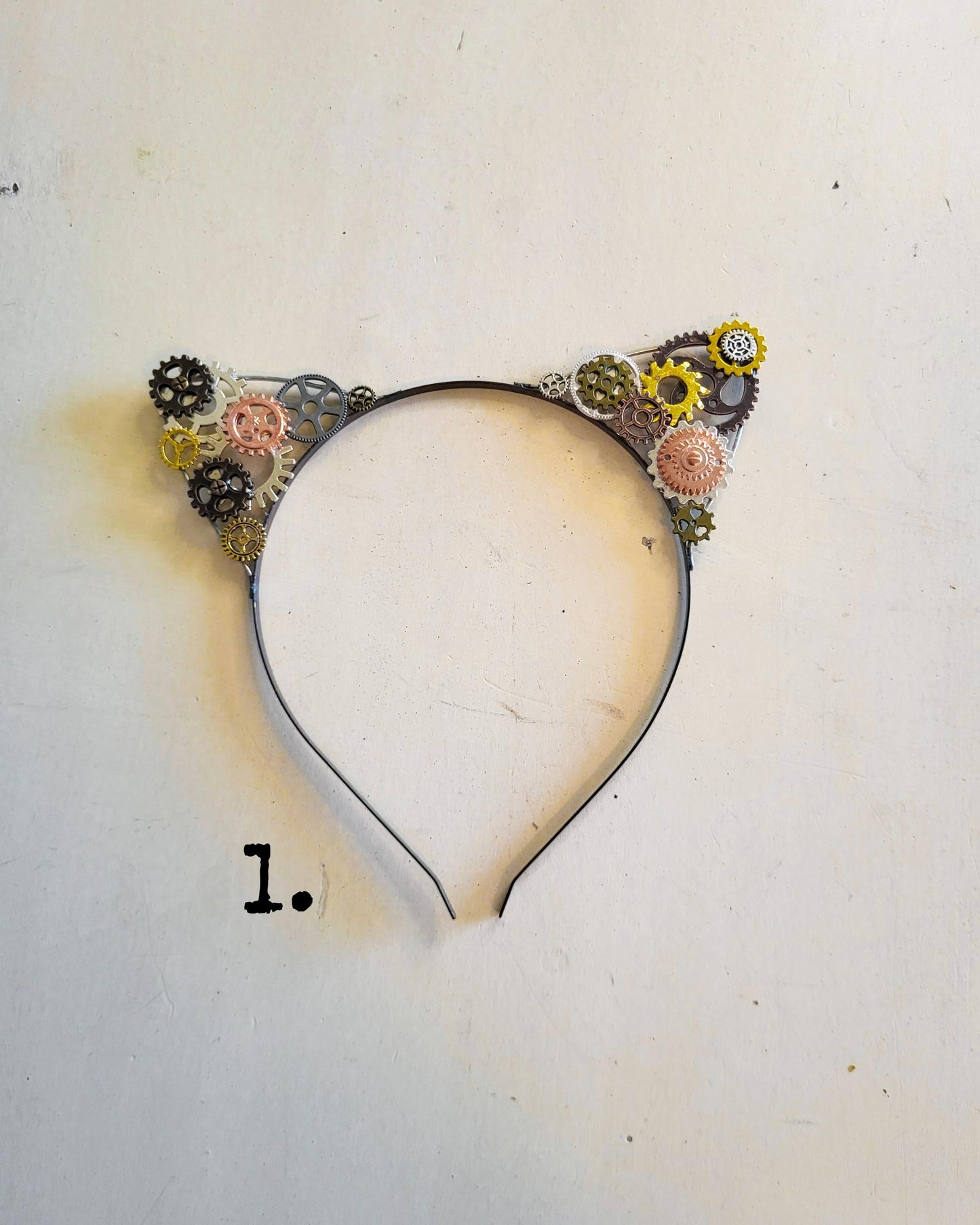 BESTSELLER Halloween Steampunk cat ears Headband with gears, cat cosplay metal headband Halloween cat costume