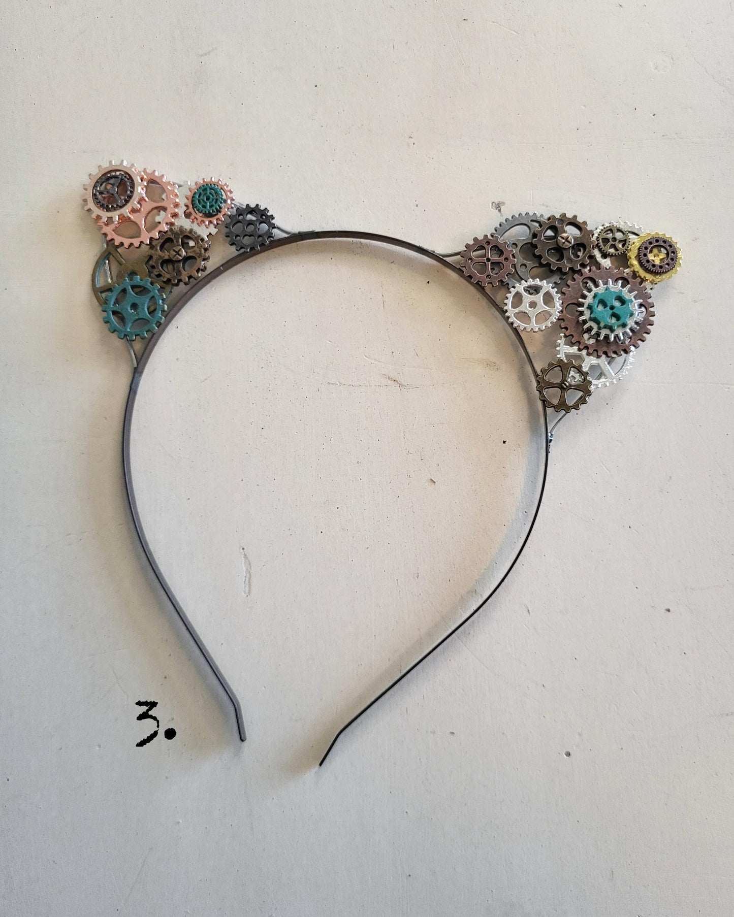 BESTSELLER Halloween Steampunk cat ears Headband with gears, cat cosplay metal headband Halloween cat costume