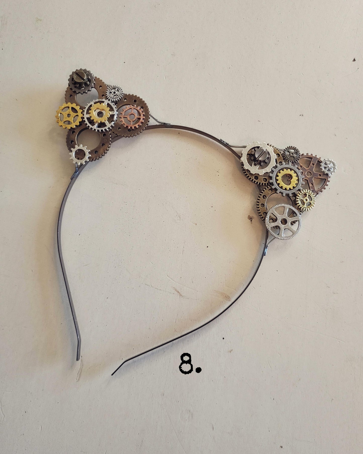 BESTSELLER Halloween Steampunk cat ears Headband with gears, cat cosplay metal headband Halloween cat costume