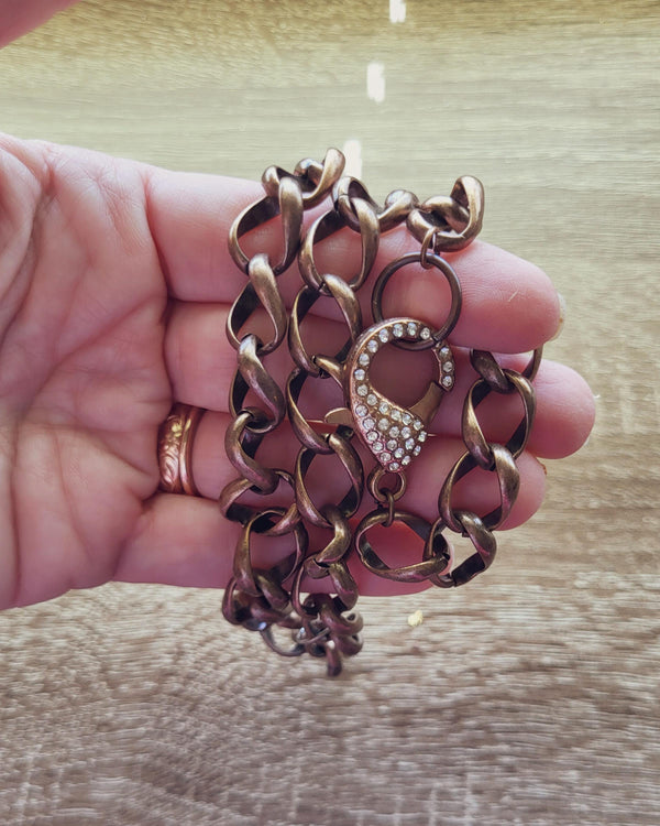 Large Rhinestone Clasp, Chunky Link Choker- Handcrafted Luxe Rococo Jewelry