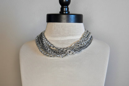 Large Link, Stainless Steel Choker Necklace- Chunky Silver Cuban Curb Chain, and O Rings-Large Chunky Chain-Handmade Jewelry