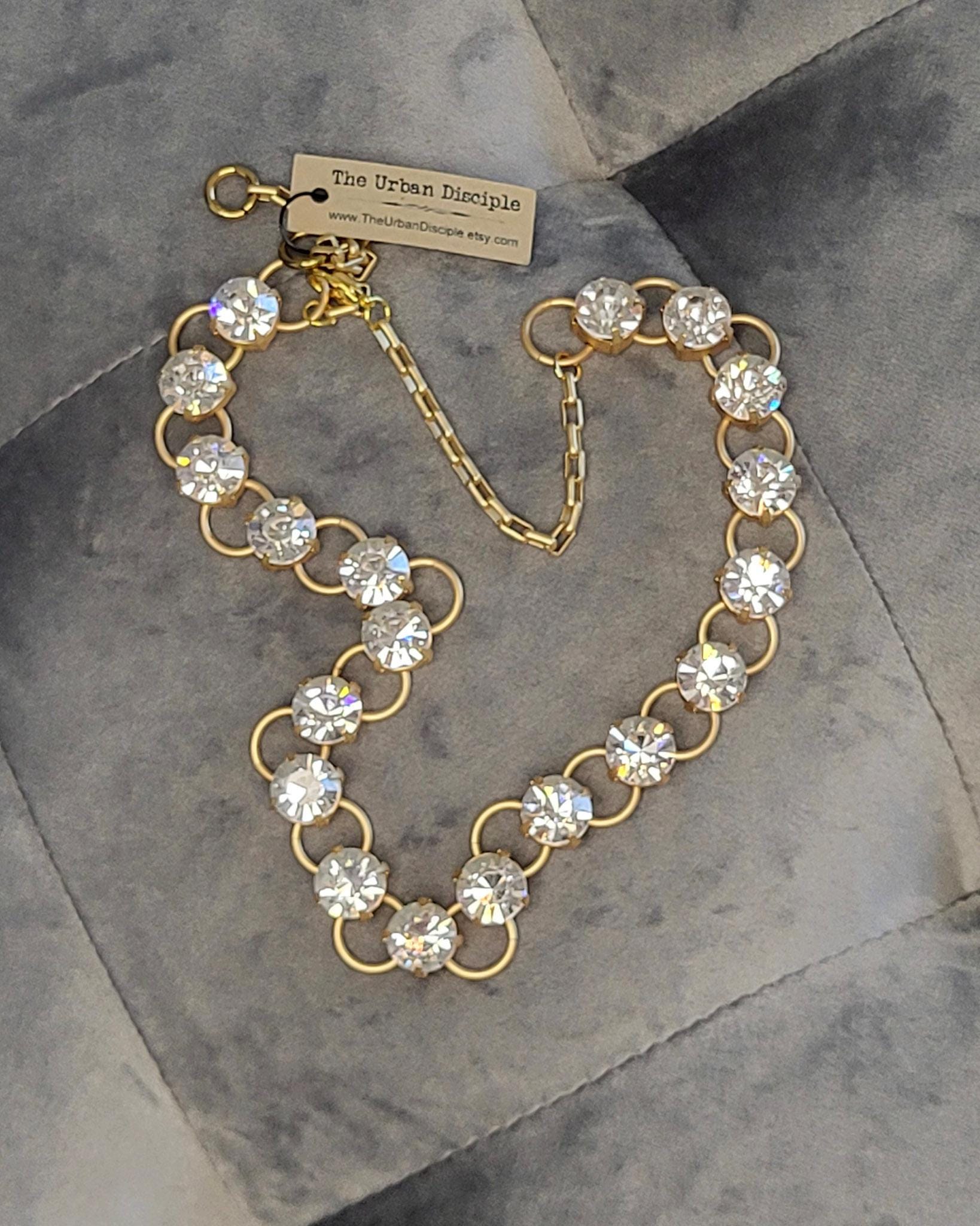 Handmade Glam Necklace featuring Stunning 10mm Swarovski Crystals