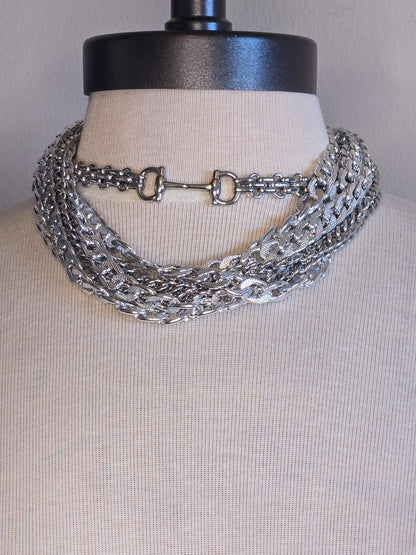 Large Link, Stainless Steel Choker Necklace- Chunky Silver Cuban Curb Chain, and O Rings-Large Chunky Chain-Handmade Jewelry