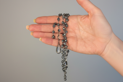 Y Necklace With Austrian Crystals and Genuine Labradorite - Layering Necklace, Statement Jewelry