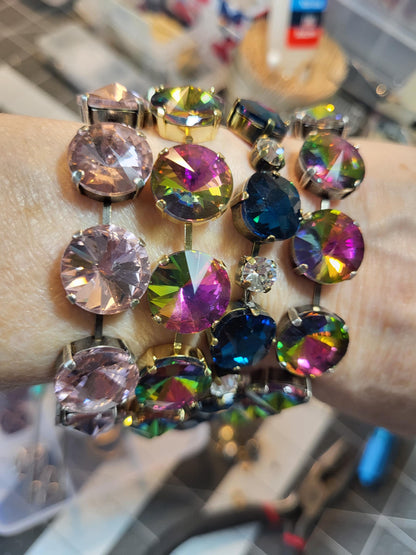 Sparkling Rivoli Crystal Tennis Bracelet - Bridal Jewelry - Multi Colored Crystals