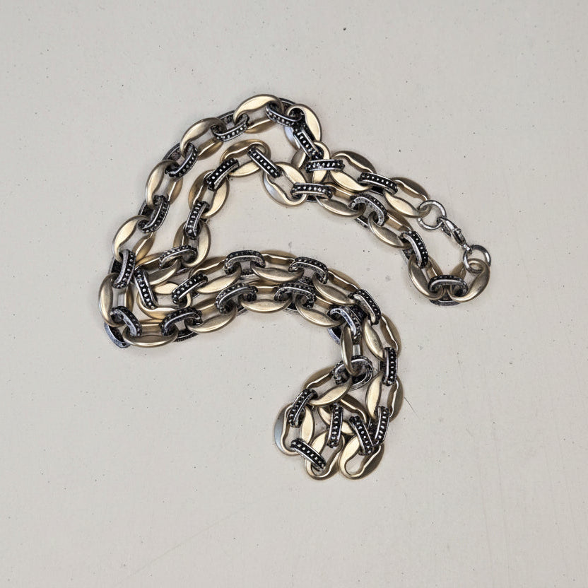 Chunky Mixed Metal Chain Necklace- Customized Jewelry - Layering Necklace, Two Tone Choker Statement Necklace