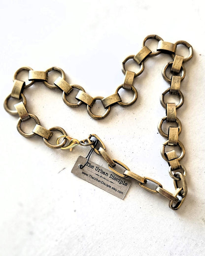 Large Link, Stainless Steel Choker Necklace- Chunky Gold or Silver Chain, -Large Chunky Chain-Handmade Custom Jewelry