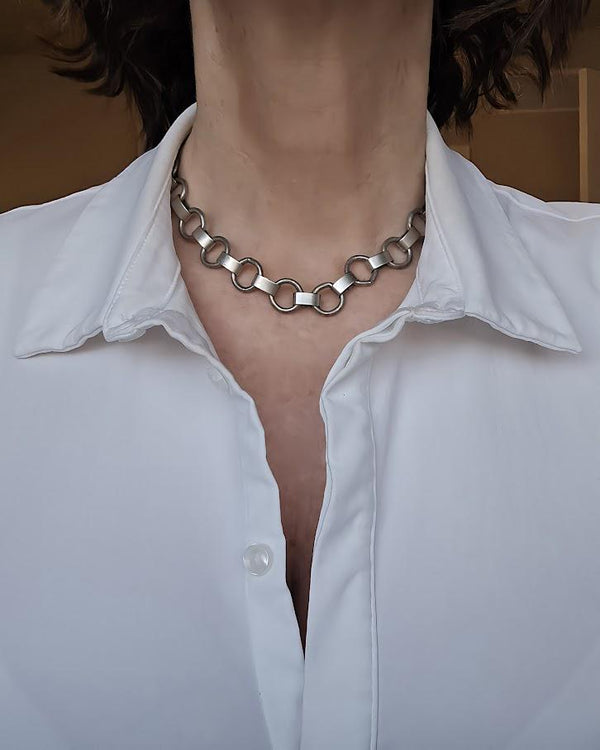 Chunky Stainless Steel Link Choker: Handmade Chain Necklace