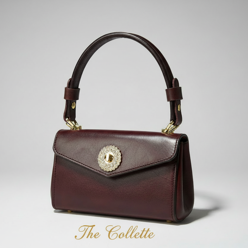Handstitched, Full Grain, Brown Leather Mini Handbag - Handcrafted Purse
