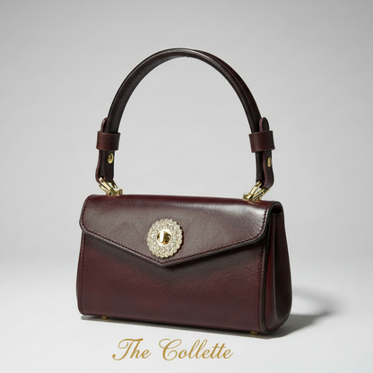 Handstitched, Full Grain, Brown Leather Mini Handbag - Handcrafted Purse