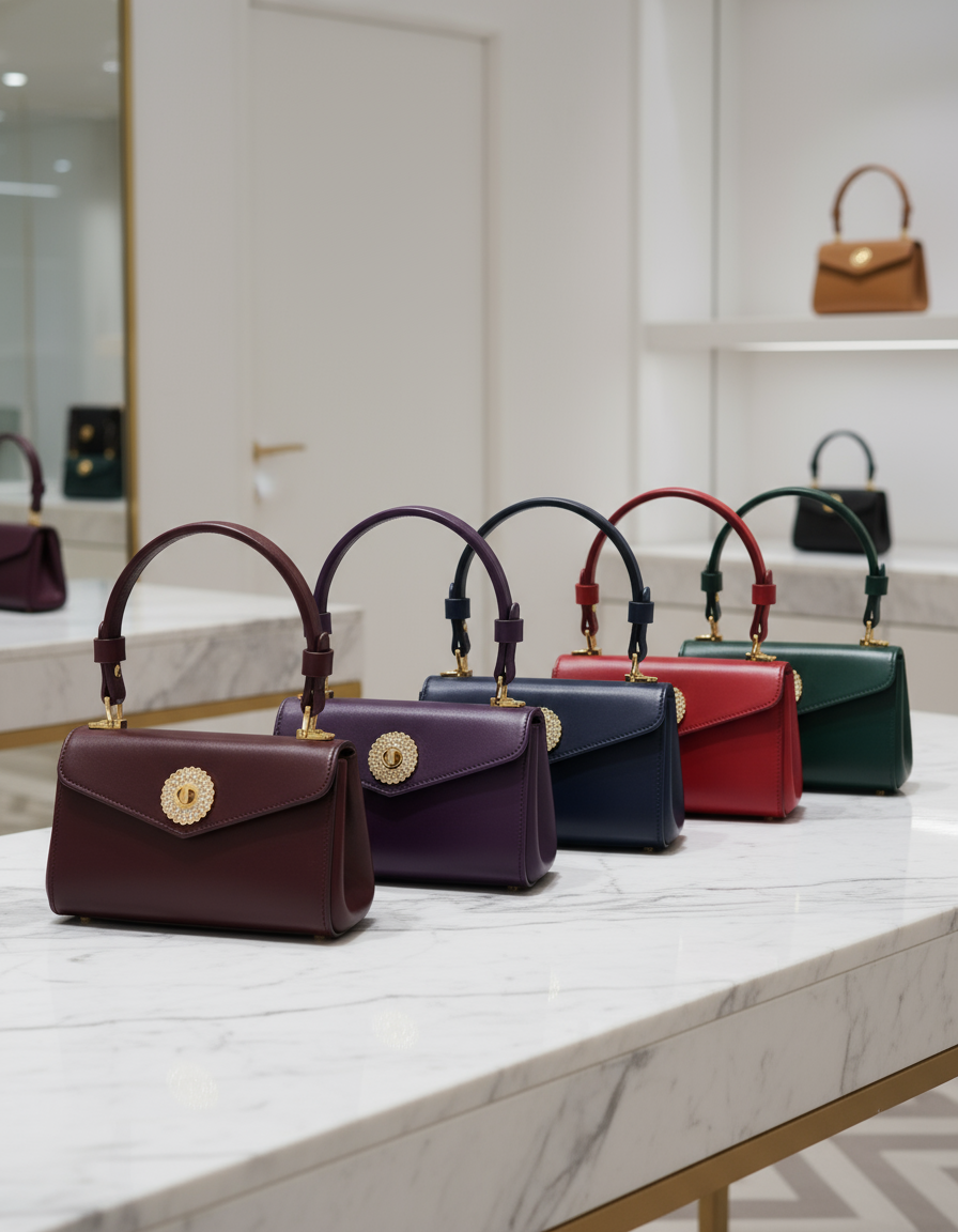 Handstitched, Full Grain, Brown Leather Mini Handbag - Handcrafted Purse