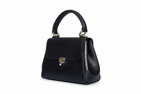 Handcrafted Black Top Grain Leather Mini Handbag