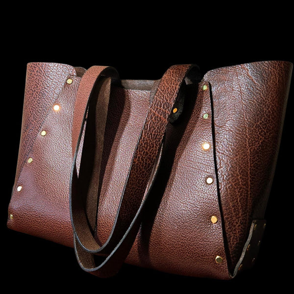Large Brown Leather Tote - Handcrafted Genuine Buffalo Leather Tote