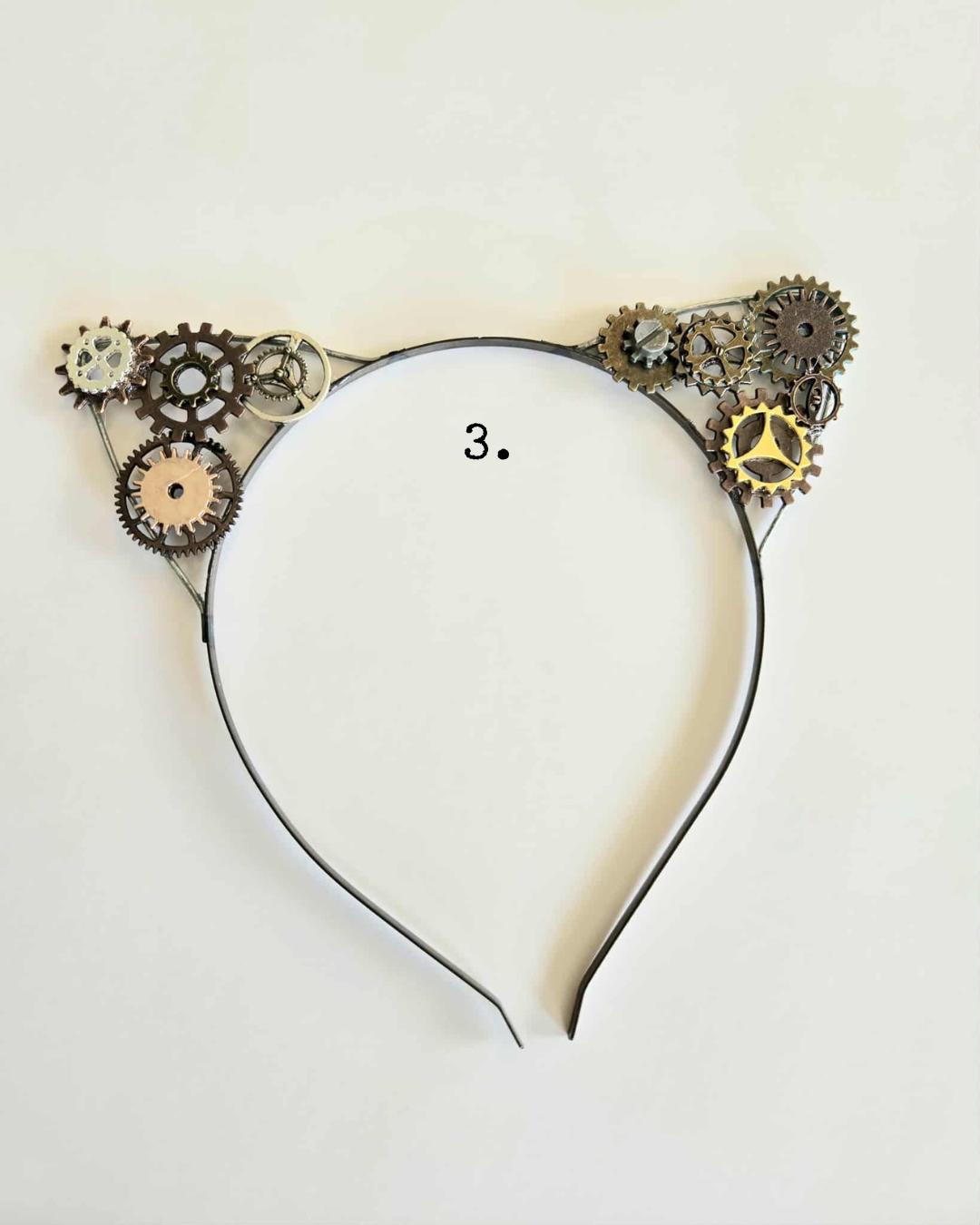 BESTSELLER Steampunk cat ears Headband with gears, cat cosplay metal headband cat costume