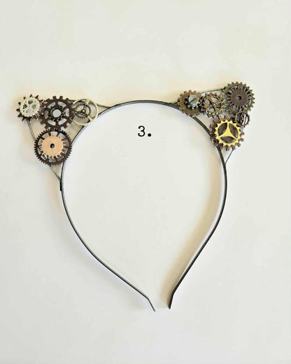 BESTSELLER Steampunk cat ears Headband with gears, cat cosplay metal headband cat costume