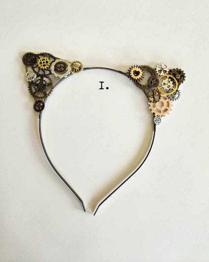 BESTSELLER Steampunk cat ears Headband with gears, cat cosplay metal headband cat costume