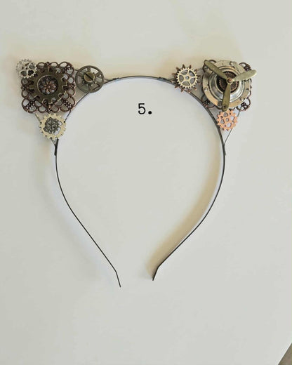 BESTSELLER Steampunk cat ears Headband with gears, cat cosplay metal headband cat costume